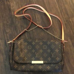 Brown LV style monogram bag gently used